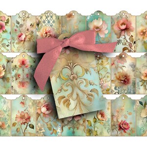 Floral Collage Sheet: Shabby Chic Printable Gift Tags (Digital Download)