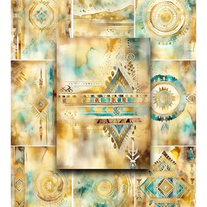 Tribal Style Printable Cards: Mixed Media Ephemera (Digital Download)