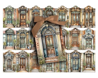 Victorian Front Doors Collage Sheet: Junk Journal Tags (Digital Download)