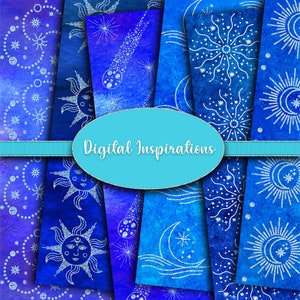 Glitzer-Papier: Blau Glitzer-Hintergründe (Digitaler Download)