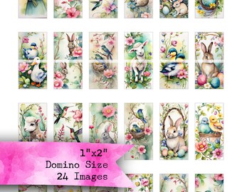 Easter Domino Art: Spring Animals & Flowers Collage (Digital Printable)