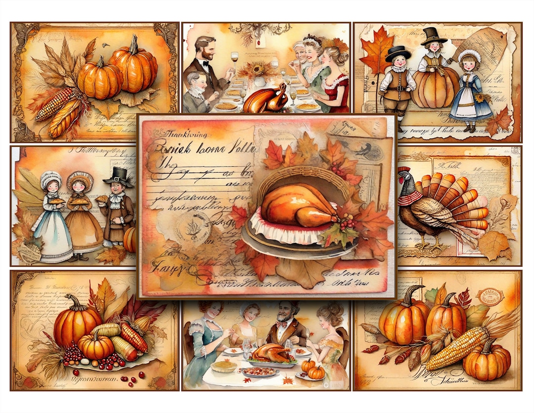 Vintage Thanksgiving Postcards: Printable Autumn Ephemera (digital) - Etsy