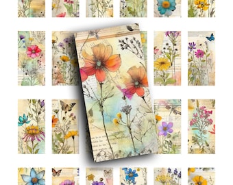 Wildflower Domino Art Images: Botanical Printable Embellishments (Digital Download)