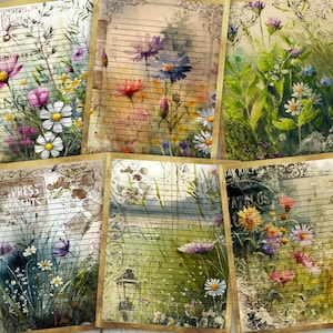 Floral Journal Pages: Printable Lined Paper, Junk Journal (Digital Download)