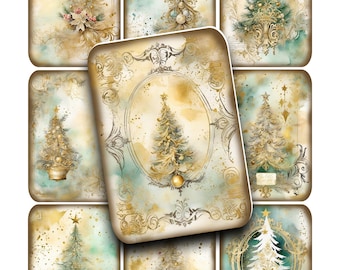 Christmas Tree Collage Sheet: Printable Junk Journal Embellishments (Digital Download)