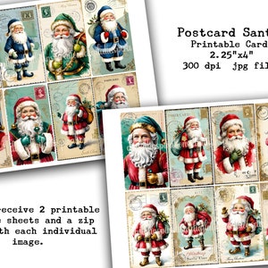 Weihnachtsmann, Santa, Postkarten, jpg, Printable Paper, ATC, Journaling Karten, Tags, Scrapbooking, ACEO, Digitales Papier, Junk-Journal, Journals