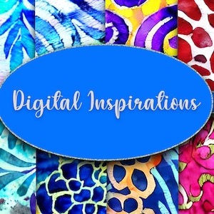 Batik Style Paper Pack: Tropical Floral Scrapbook Backgrounds (Digital Download)