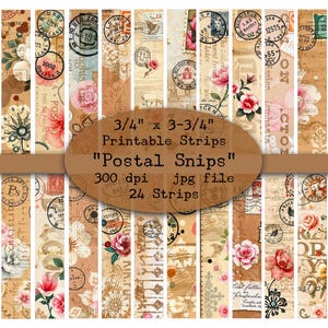 Postal, Tiras, Acuarela, Washi, Cintas, Imprimible, Descargable, Mini, Pequeño, Digital, Diarios, Scrapbooking, Postales