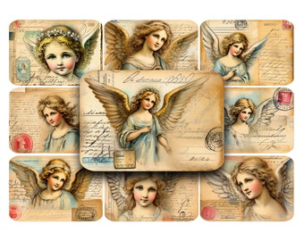 Vintage Angel Postcard Images: Printable Victorian Clip Art (Digital Download)