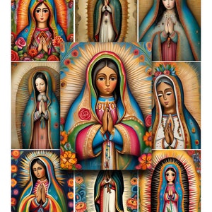 Journal Ephemera, Junk Journals, Our Lady of Guadalupe, Collage Sheet, Digital Sheet, Scrapbooking, Printable Paper, Watercolor, Christian