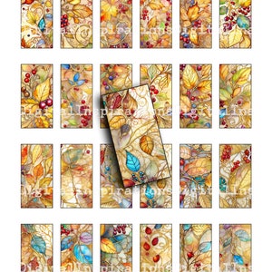 COLORFUL LEAVES, Domino, 1x2, Botanicals, Backgrounds, Clip Art, Printable, Tags, Junk Journals, Digi Kit, Autumn Graphics, Fall Clip Art