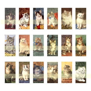 Cat & Postal Collage Sheet: 1x2 Domino Images (Digital Download)