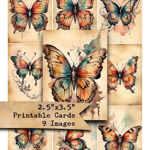 Butterfly Tattoo Flash Cards: Vintage Style Ephemera (Digital Download)