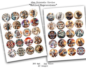 45 mm, Cercles, Images numériques, Amérindien, Perlage, Travaux d'aiguille, Images du cadre, Porte-bijoux, Images rondes, Rond 45 mm, Images clipart