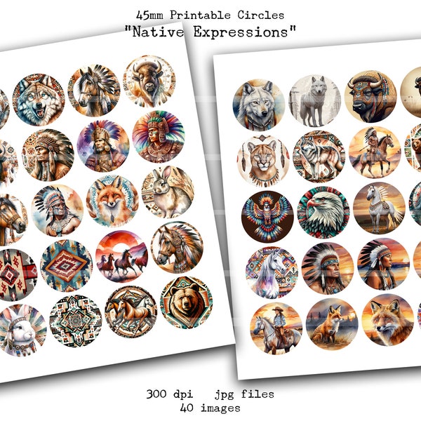 45mm, Circles, Digital Images, Native American, Beading, Needlework, Bezel Images, Jewelry Trays, Round Images, 45mm Round, Clip Art