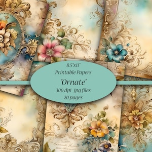 Ornate Rococo Printable Paper: Vintage Journal Ephemera (Digital Sheet)