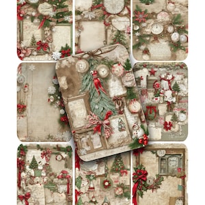 CHRISTMAS ACEO ATC Backgrounds for Collage Tags 2.5x3.5 Inches Printable Instant Download Clip Art Clipart Clip Art Junk Journals