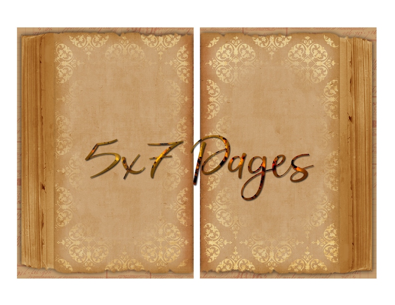 Vintage Book Journal Pages Gold Damask Paper Instant Download Etsy