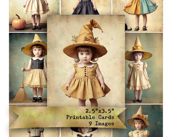 Witchy Halloween ATC-kaarten: vintage stijl afdrukbare ephemera (digitale download)
