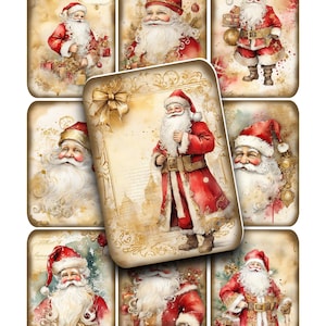 Folha de colagem, digital, Natal, enfeites, etiquetas, diários indesejados, Papai Noel, Papai Noel, papel para impressão, download instantâneo, clipart