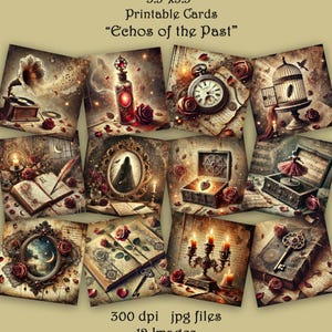 Vintage Style Victorian Ephemera Squares: Antique Objects Collage (Digital Download)