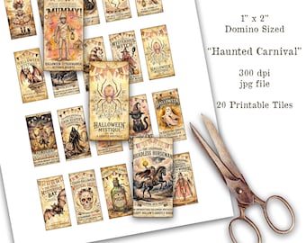 Printable Halloween Domino Images, Vintage Halloween Ephemera (Digital Download)