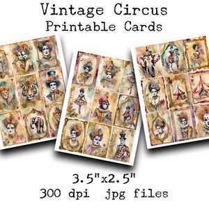 Carnets éphémères, Carnets indésirables, Arrière-plans abstraits, Cirque vintage, Images de cirque, Feuille de collage, Feuille numérique, Scrapbooking, Cartes ATC