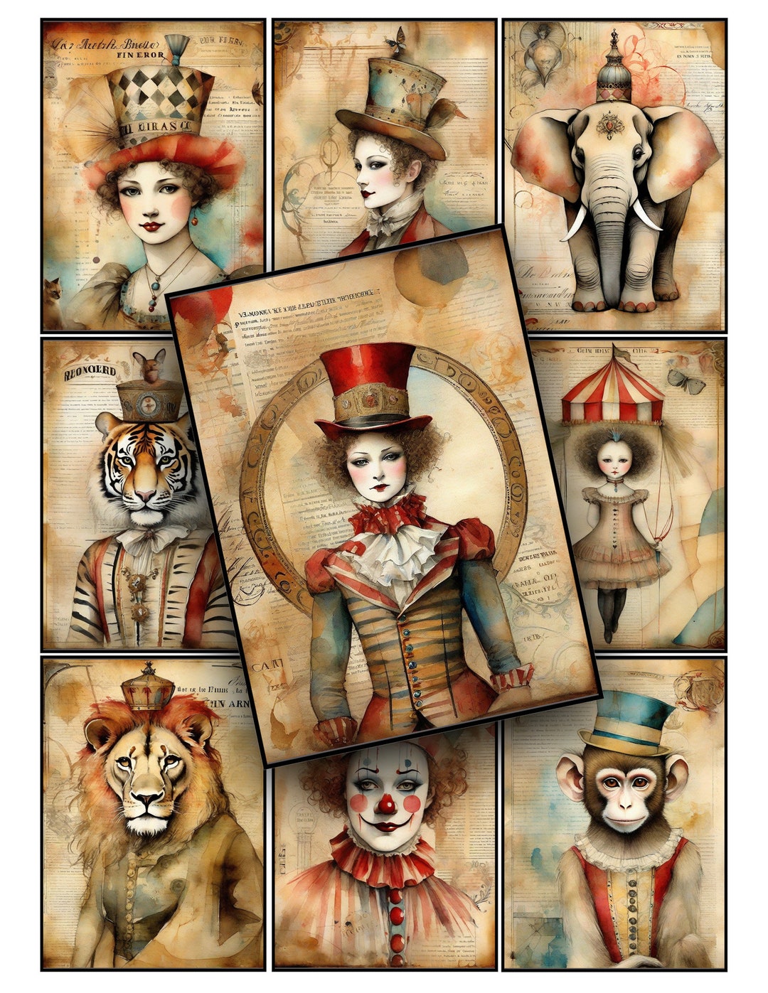 Vintage Circus Art Ephemera: Printable Junk Journal Paper (digital ...