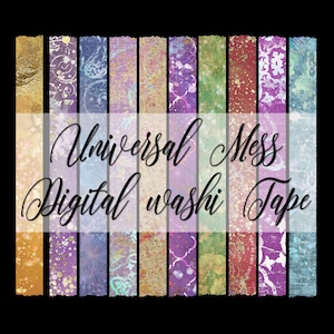 Grungy Metallic Washi Tape Strips: Abstract Scrapbook Embellishments (Digital Download)