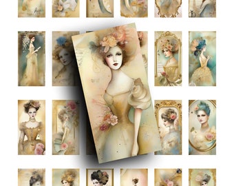 French Ladies Collage Sheet: 1x2 Printable Images (Digital Download)