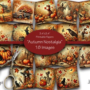 Herbst, Herbst, Halloween, Collage Sheet, Digital Sheet, Printable Ephemera, Junk Journals, Pocket Letters, Vintage Bilder, Postkarten, Karten
