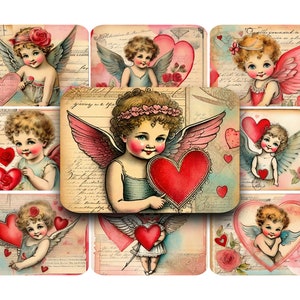 CUPID, Valentinstag, Postkarten, bedruckbar, Digital, Vintage, ATC, Clip Art, Ephemera, Romantische Clip Art, Junk Journals, Digi Kit, Grafiken
