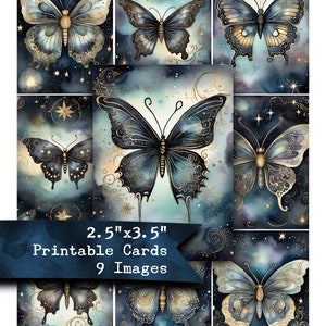 Celestial Butterfly Watercolor Cards: Vintage Ephemera (Digital Paper)