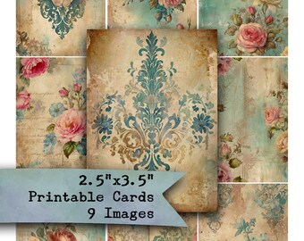 Shabby Chic Rose Journal Cards: Vintage Ephemera (Digital Download)