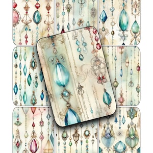Jewels Collage Sheet: Watercolor Gemstone Backgrounds (Digital Download)