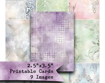 Pastel Printable Cards: Mixed Media Ephemera for Junk Journals (Digital Download)