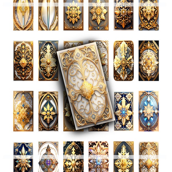 1x2 Inch Printable Images, Domino Pendants, Journal Supplies, Ornate Medallions, Mandalas,  Collage Sheet, Collage Sheet, Bezel Settings