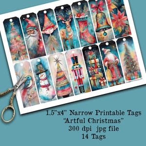 Schmale Tags, Weihnachten, Vintage, Victorian, Postkarten, Shabby, Collage Sheet, Digital, Tags, Junk Journals, Scrapbooking, Clipart, Pocket
