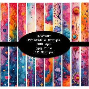 Watercolor Washi Tape Strips: Printable Junk Journal Clipart (Digital Download)