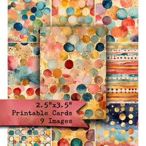 Watercolor Circles Collage Sheet: Colorful Junk Journal Ephemera (Digital Sheet)