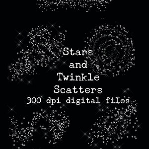 Silver Stars Sparkle Overlays: Glitter PNG Embellishments (Digital Download)