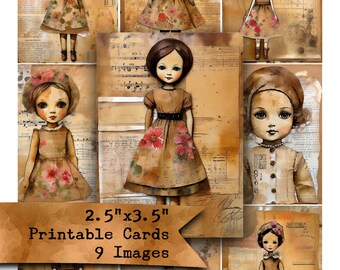 Vintage Doll Clipart: Grungy Journal Ephemera (Digital Download)