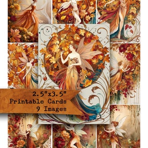 Autumn Fairy Printable Cards: Fall Scrapbooking, Journaling (Digital Paper)
