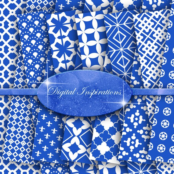 Blue u0026 white scrapbook paper: 12x12 mixed media backgrounds (digital  download)