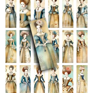 Elizabethan Ladies Collage Sheet: Vintage Fashion Ephemera (Digital Download)