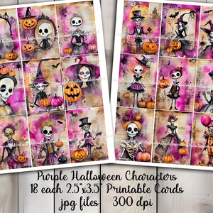 Halloween, Printable Cards, ATC, ACEO, Witches, Zombies, Skeletons, Pumpkins, Autumn, Fall Clip Art, Halloween Clip Art, Junk Journals