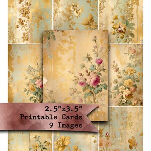 Floral French Wallpaper Cards: Mixed Media Ephemera (Digital Download)