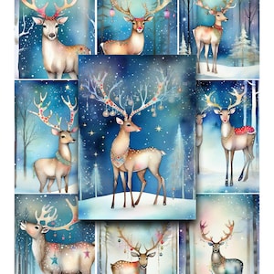 Weihnachten Rentier Clipart: Winter Urlaub Scrapbook Papier (Digitales Papier)