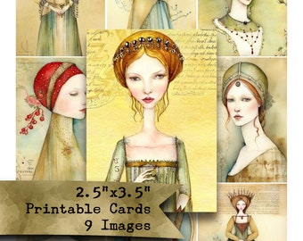 Medieval Maidens Collage Sheet: Junk Journal Ephemera (Digital Download)