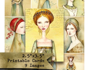 Journal Ephemera, Junk Journals, Medieval Maidens, Maidens, Medieval, Collage Sheet, Digital Sheet, Scrapbooking, Printable Paper, Ephemera